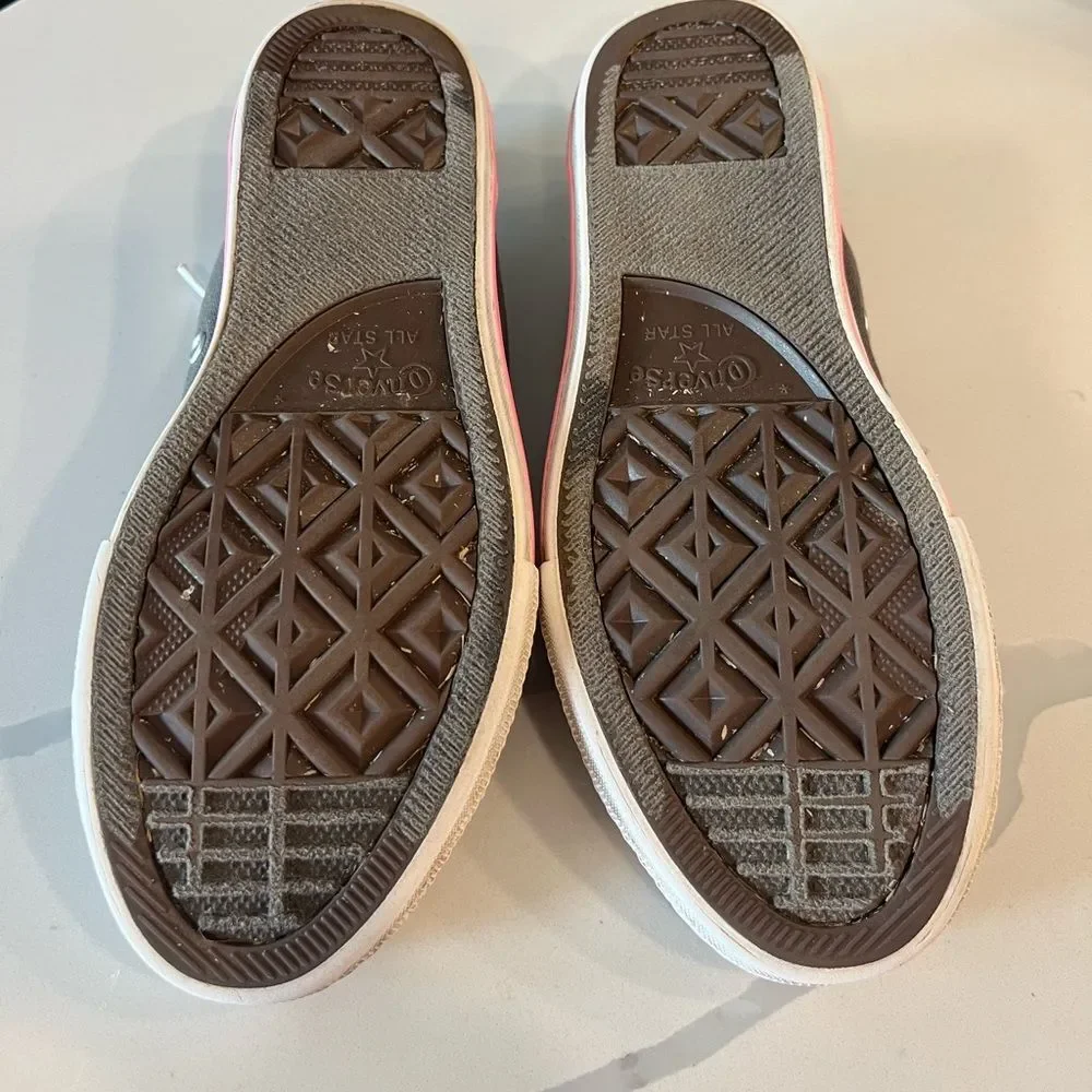 Converse All Star Girl's Gray Pink‎ Low Top Double Tongue Sneakers Sz 3